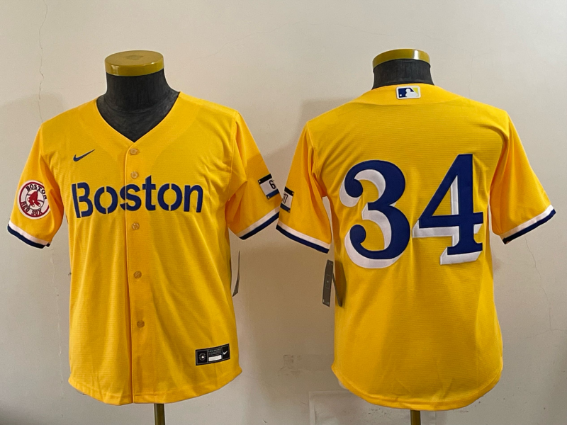 Youth 2025 Boston Red Sox #34 Ortiz yellow Game Nike MLB Jersey 001->youth mlb jersey->Youth Jersey